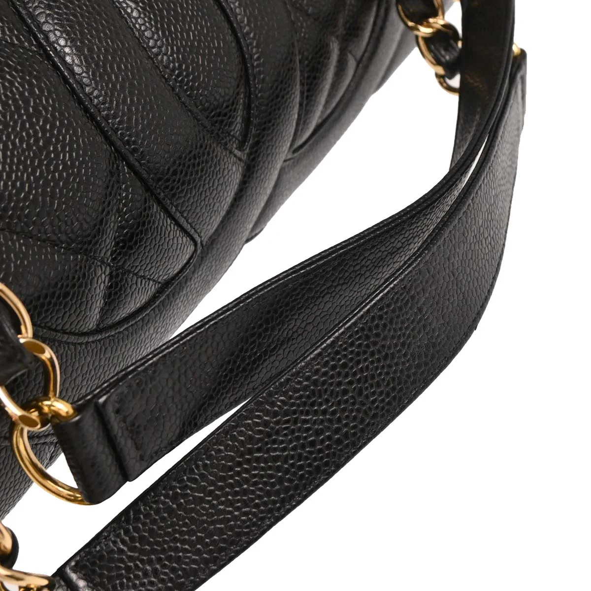 Chanel 2003-2004 Black Caviar Tote Chain Handbag - Image 5