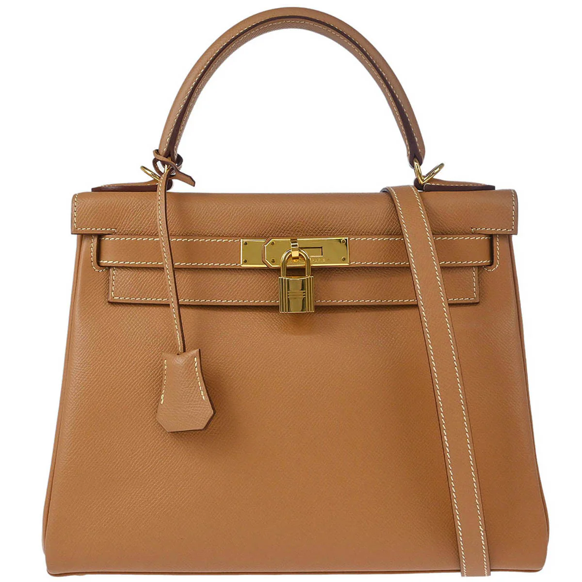 Hermes 2000 Natural Courchevel Kelly 28 Retourne 2way Shoulder Handbag