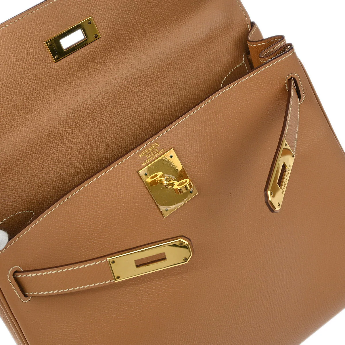 Hermes 2000 Natural Courchevel Kelly 28 Retourne 2way Shoulder Handbag - Image 8