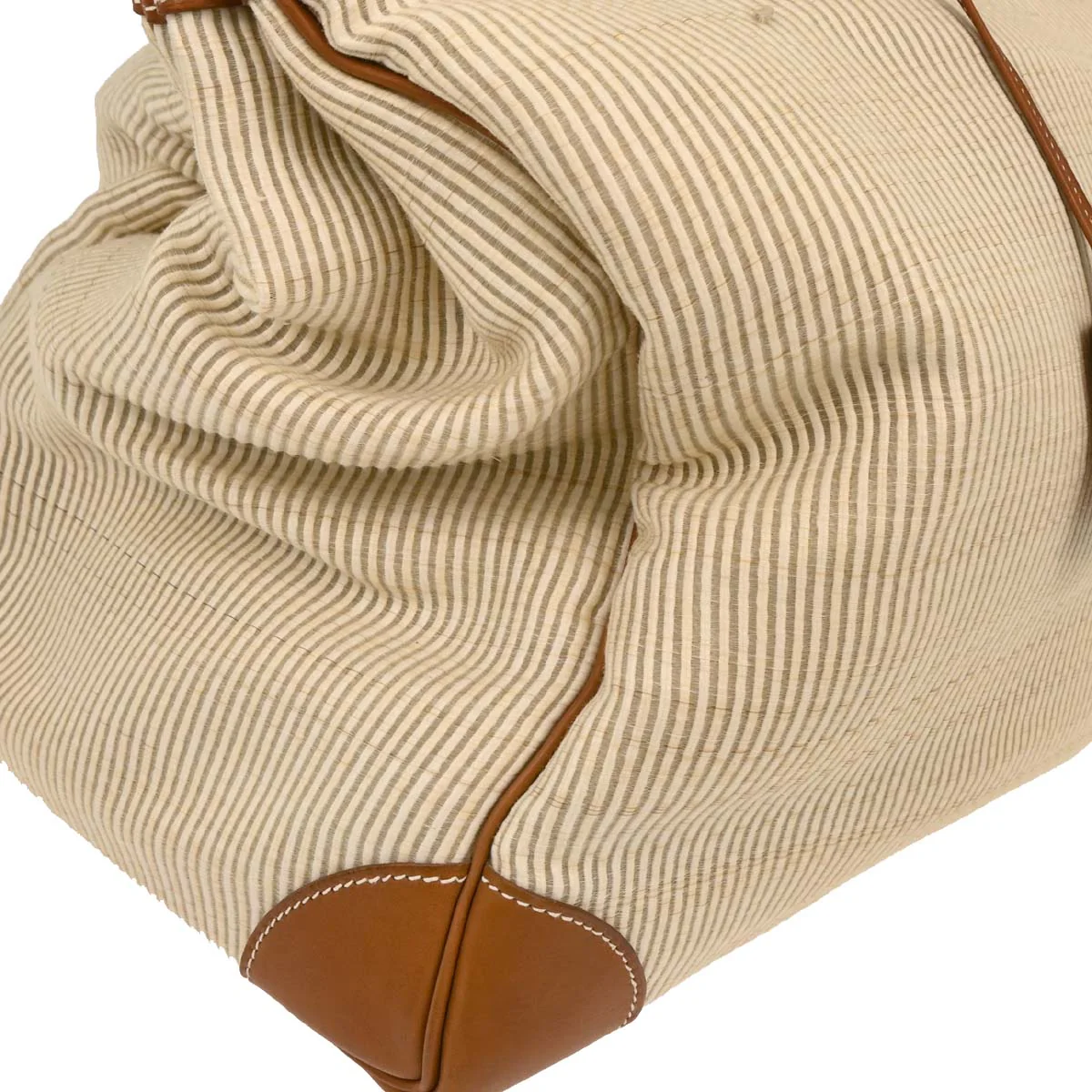 Hermes 1998 Natural Gold Crinoline Barenia Haut a Courroies 45 Handbag - Image 3
