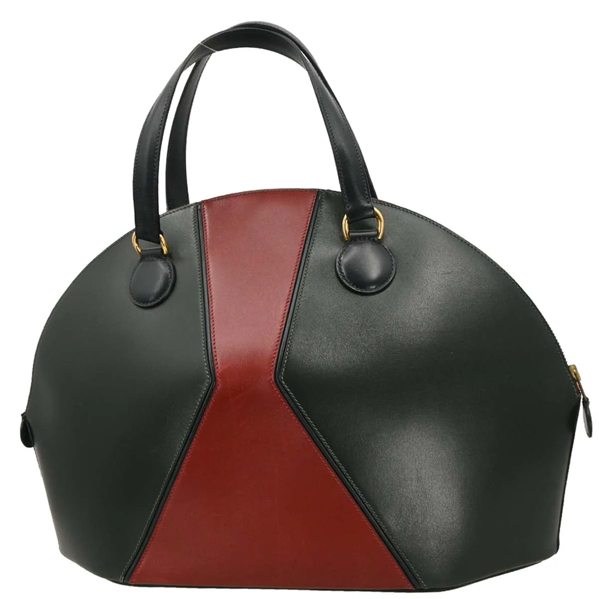 Hermes 1992 Vert Fonce Rouge H Box Calf Il de Veau Handbag - Image 2