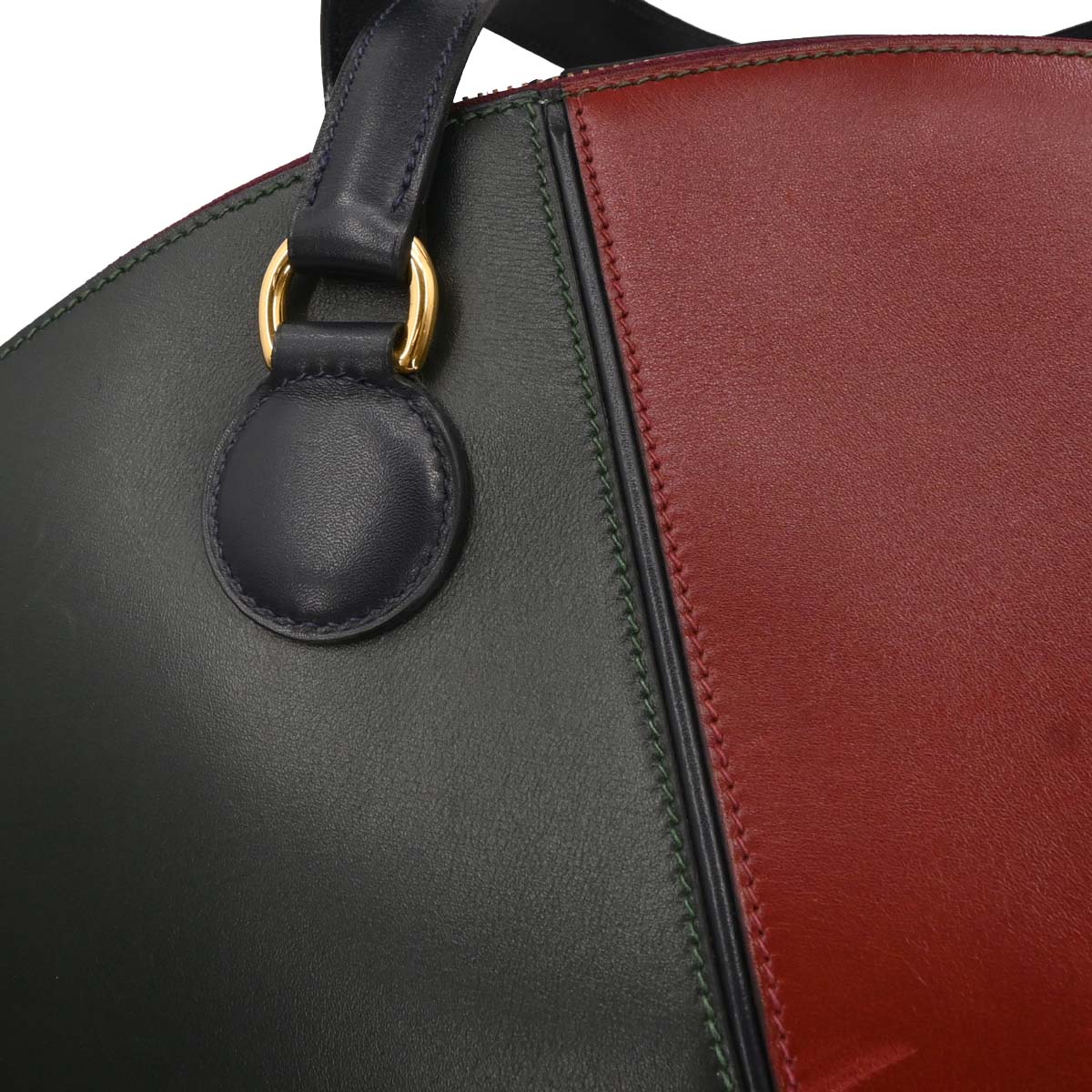Hermes 1992 Vert Fonce Rouge H Box Calf Il de Veau Handbag - Image 4