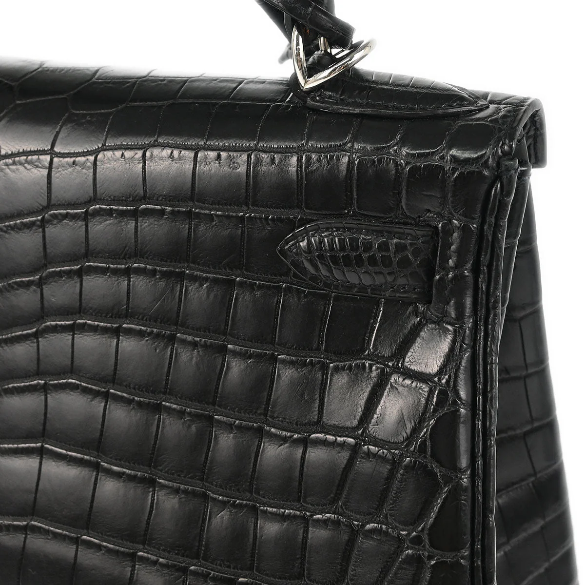 Hermes * 2008 Black Matt Niloticus Kelly 28 Retourne 2way Shoulder Handbag - Image 4