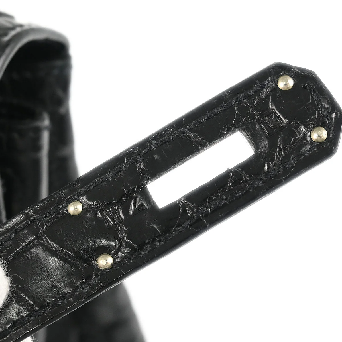 Hermes * 2008 Black Matt Niloticus Kelly 28 Retourne 2way Shoulder Handbag - Image 9