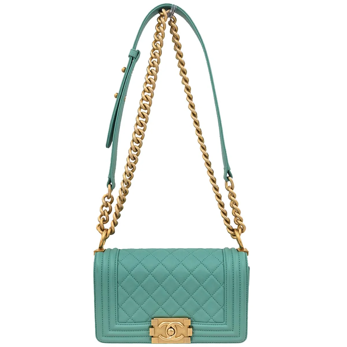Boy Chanel 2019 Emerald Green Lambskin Small Chain Shoulder