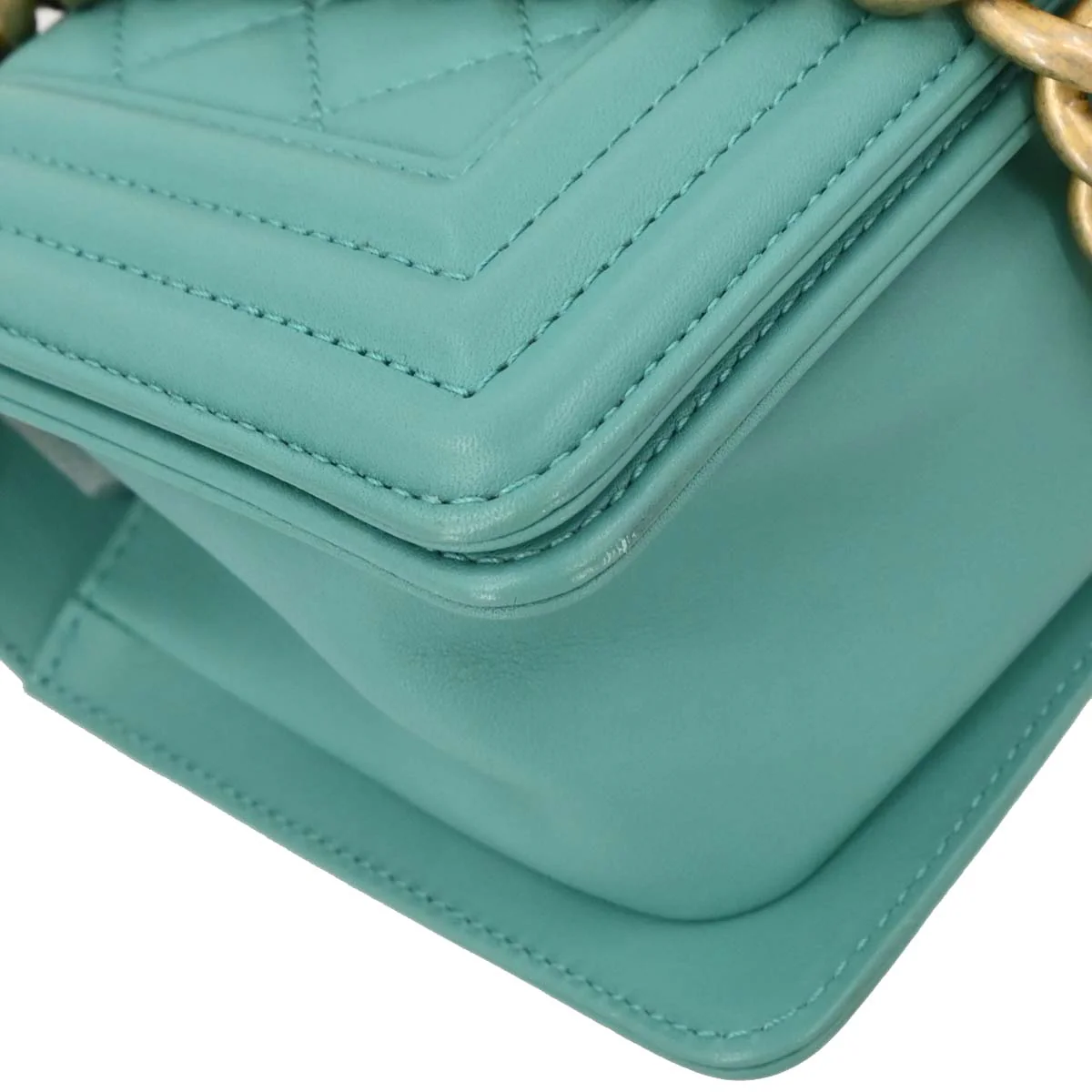 Boy Chanel 2019 Emerald Green Lambskin Small Chain Shoulder - Image 5