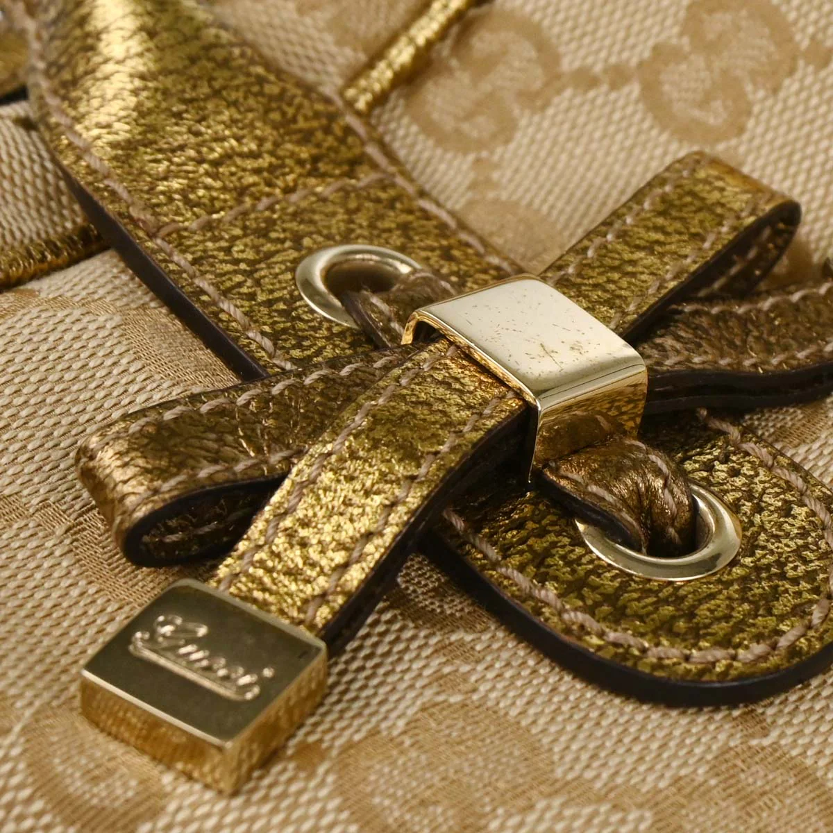 Gucci Beige Gold Canvas Princy GG Handbag - Image 5