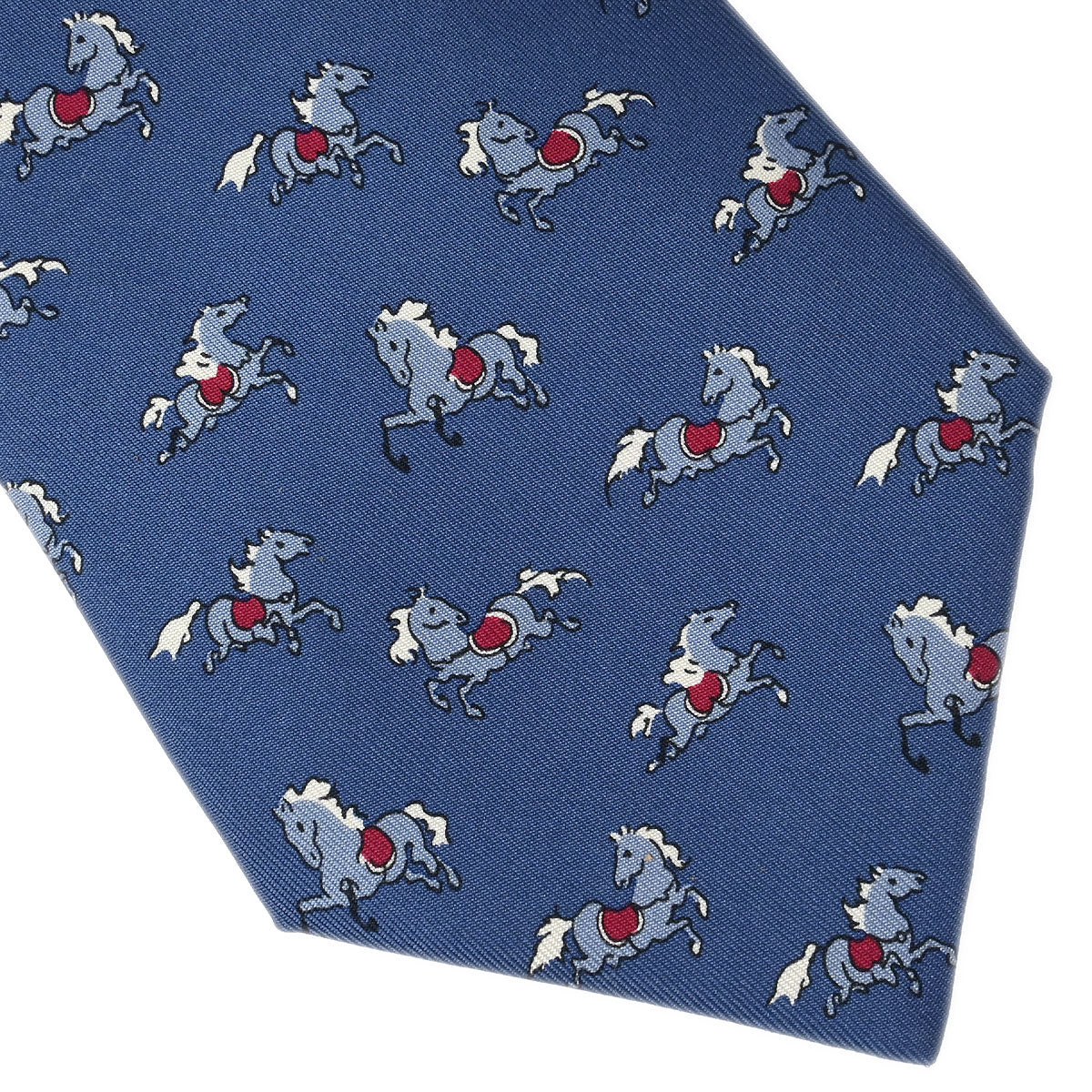 Hermes Blue Silk Neck Tie Small Good 5418OA - Image 4