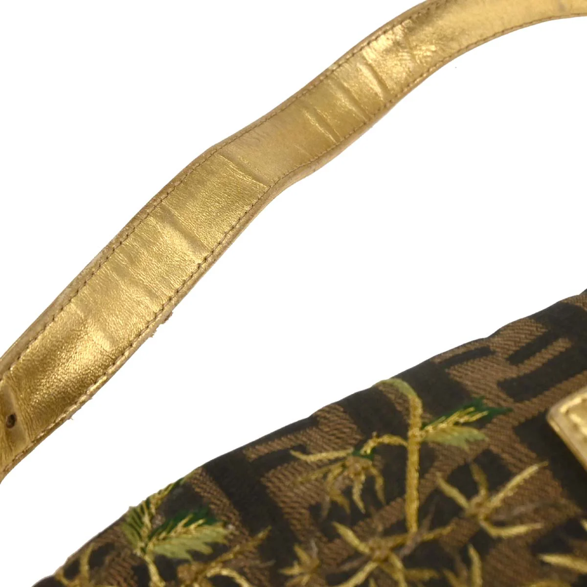 Fendi Gold Embroidered Zucca Baguette Handbag - Image 5