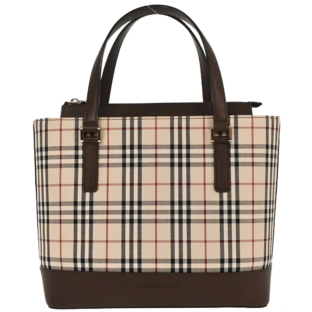 Burberry Beige Canvas Burberry Check Tote Handbag