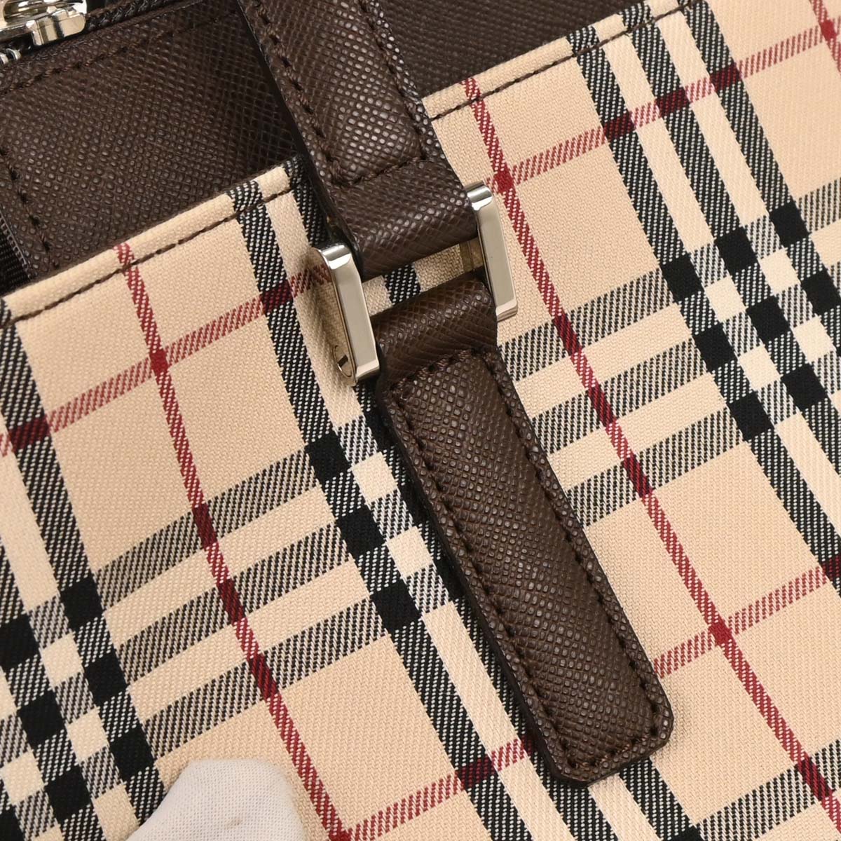 Burberry Beige Canvas Burberry Check Tote Handbag - Image 5