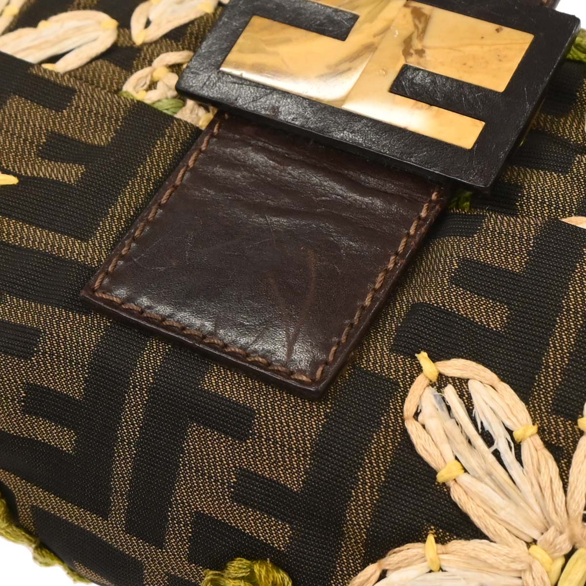Fendi Brown Zucca Floral Baguette Handbag - Image 5