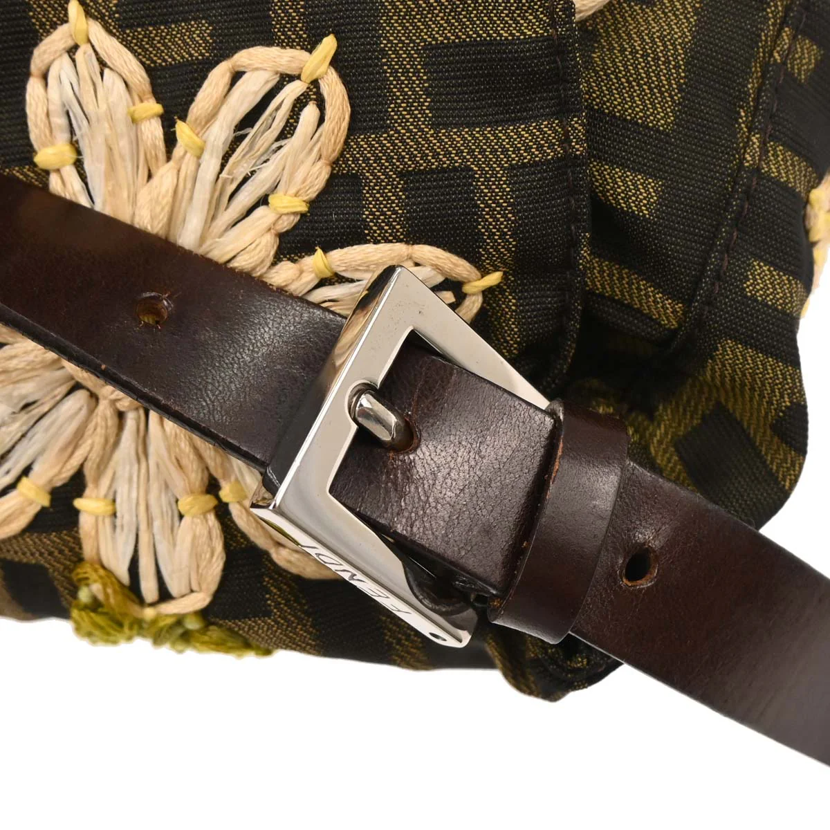 Fendi Brown Zucca Floral Baguette Handbag - Image 6