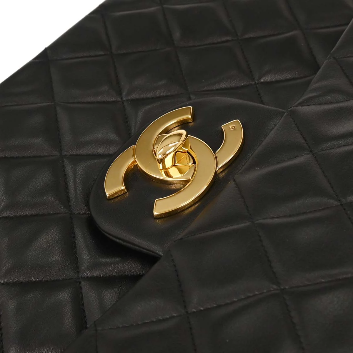 Chanel 1994-1996 Black Lambskin Maxi Classic Flap Shoulder Bag - Image 5