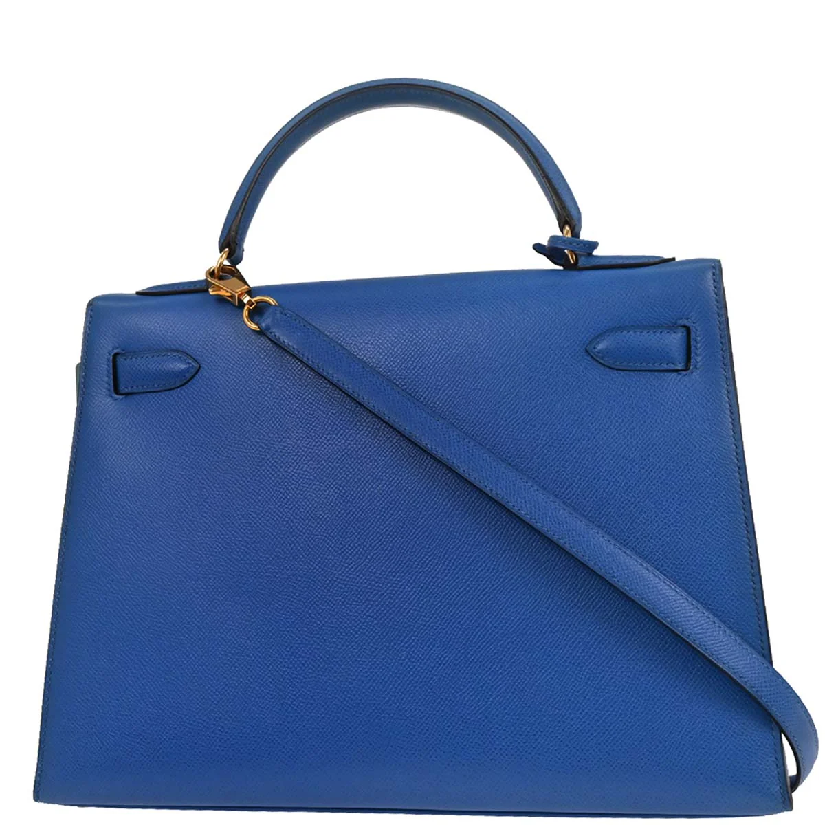 Hermes 1996 Blue France Courchevel Kelly 32 Sellier Handbag - Image 2