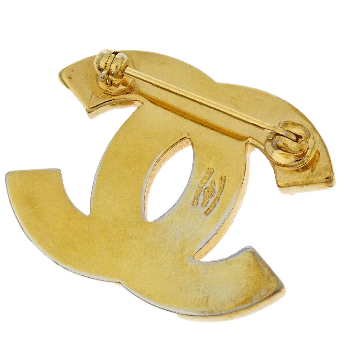 Chanel CC Brooch Pin Rhinestone Gold 02P - Image 3
