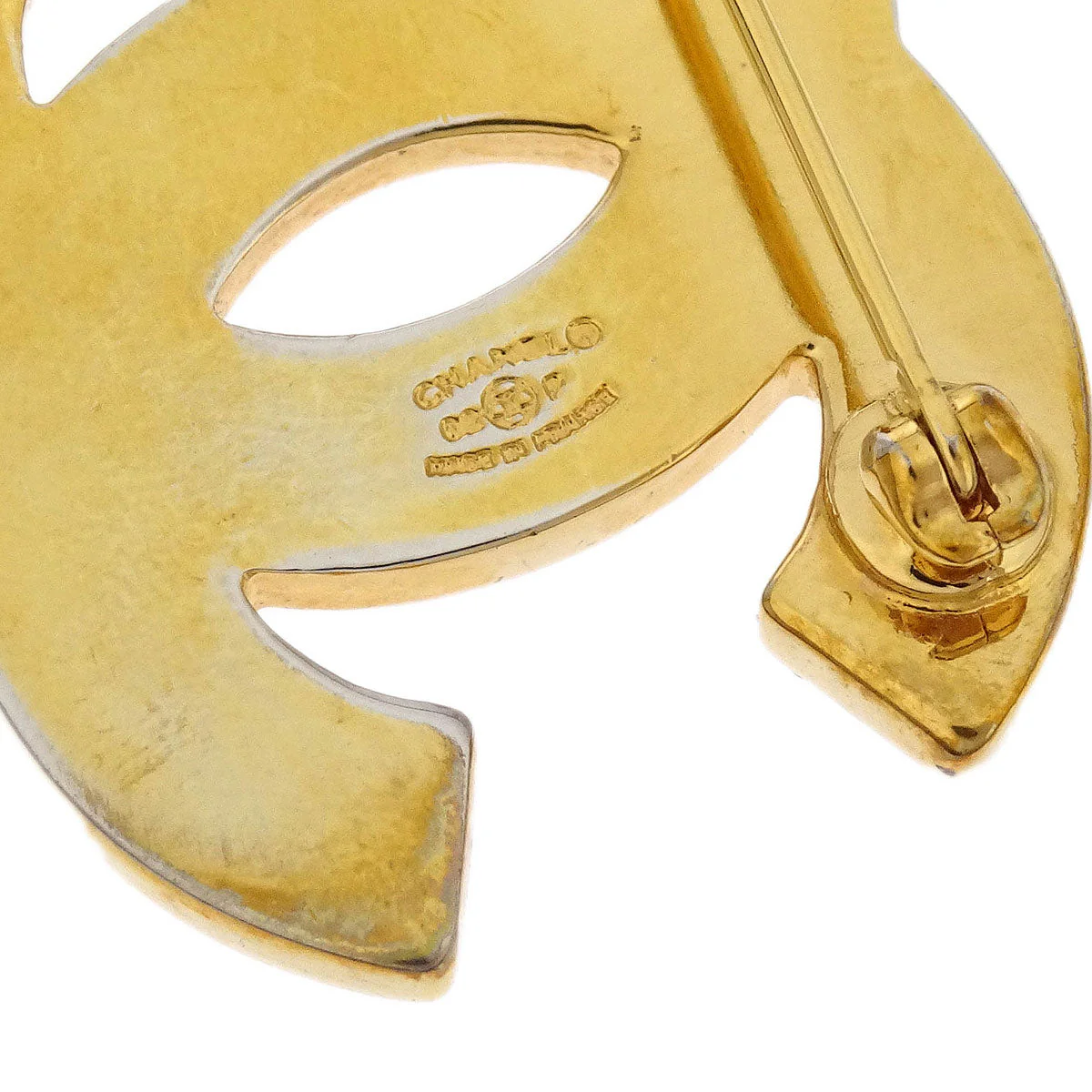 Chanel CC Brooch Pin Rhinestone Gold 02P - Image 4
