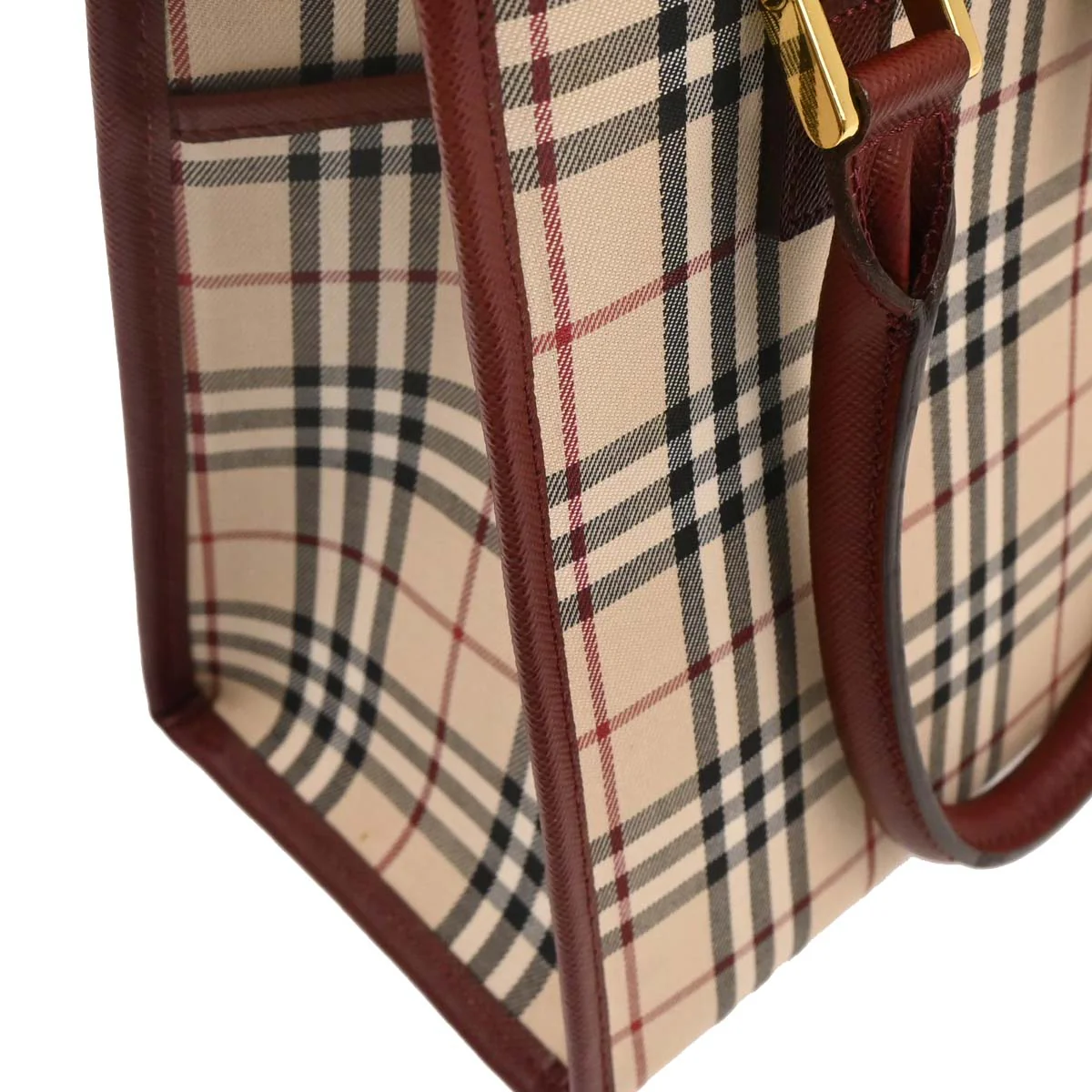 Burberry Beige Bordeaux Burberry Check Tote Bag - Image 3