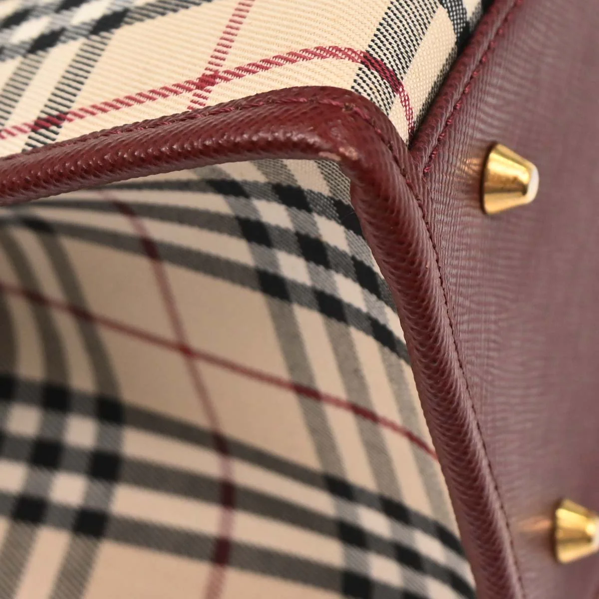 Burberry Beige Bordeaux Burberry Check Tote Bag - Image 6