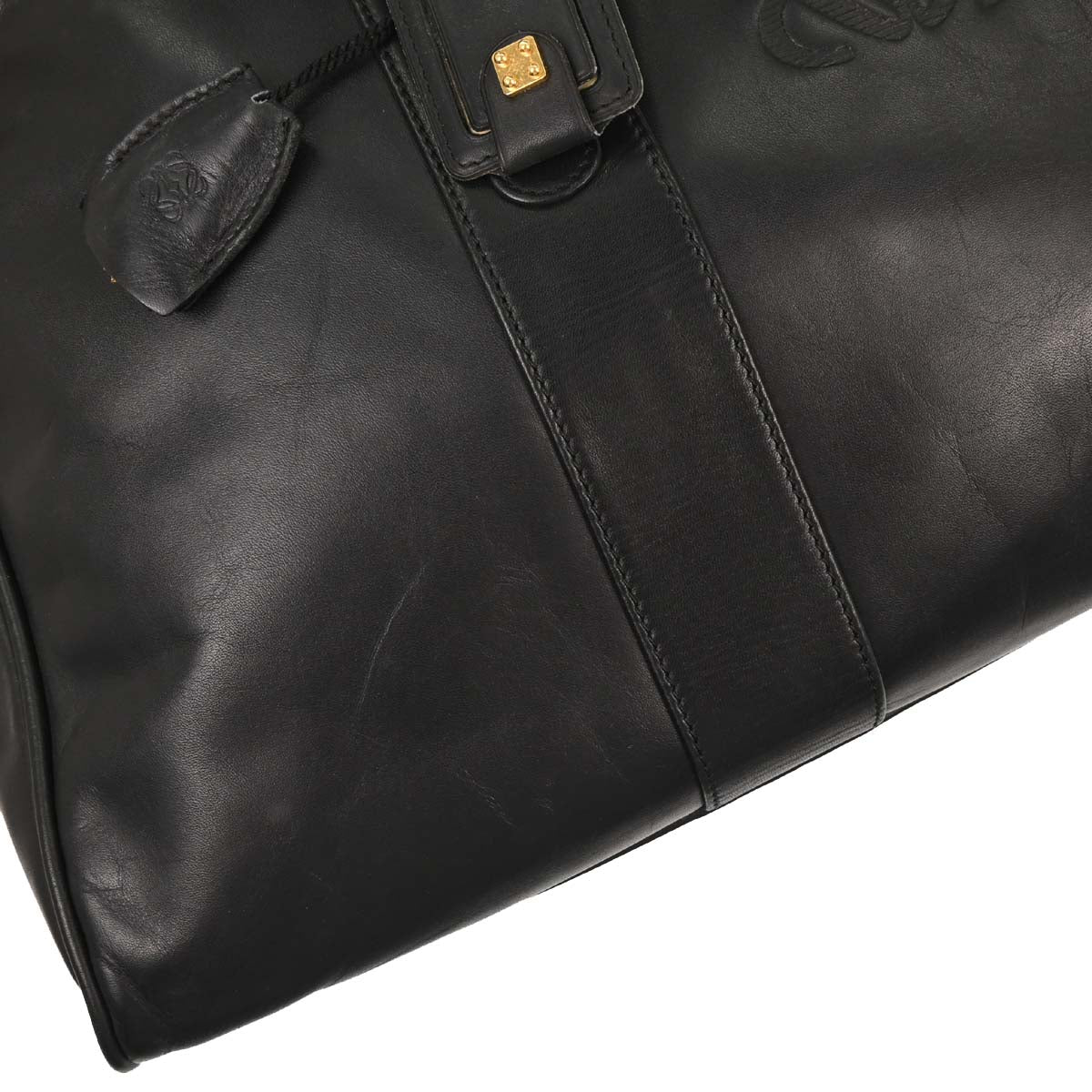 Loewe Black Leather 2way Shoulder Duffle Handbag - Image 6