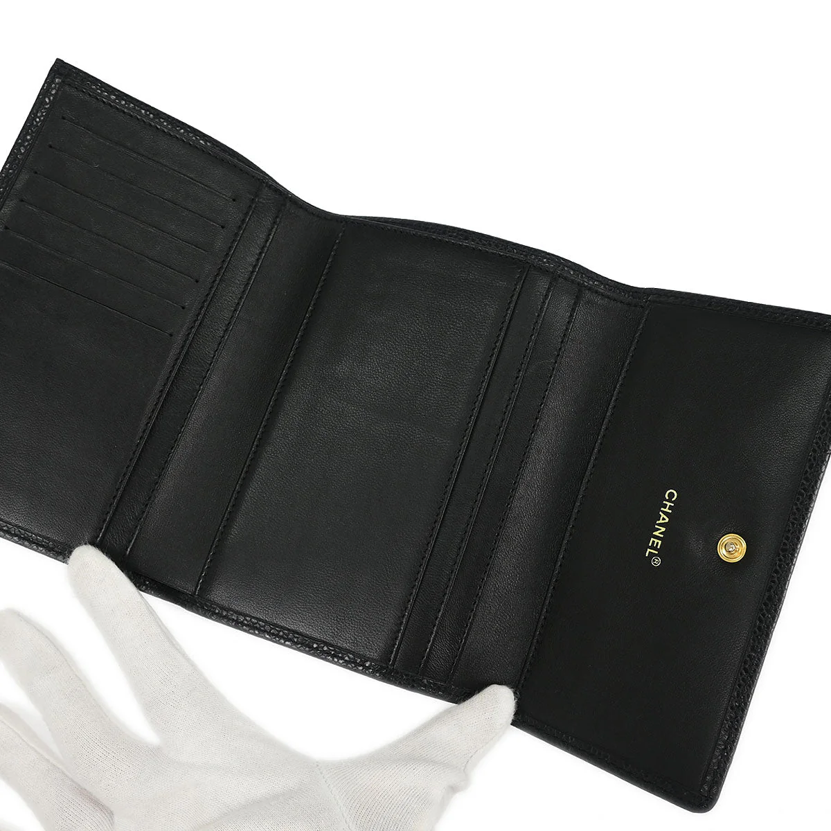 Chanel Black Caviar Trifold Wallet - Image 4