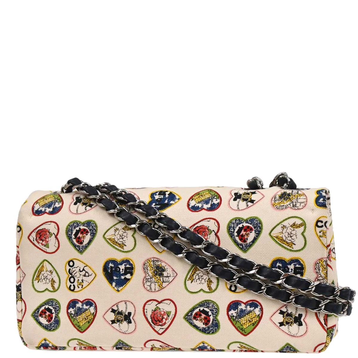 Chanel 2005-2006 White Canvas Valentine Chain Shoulder Bag - Image 2