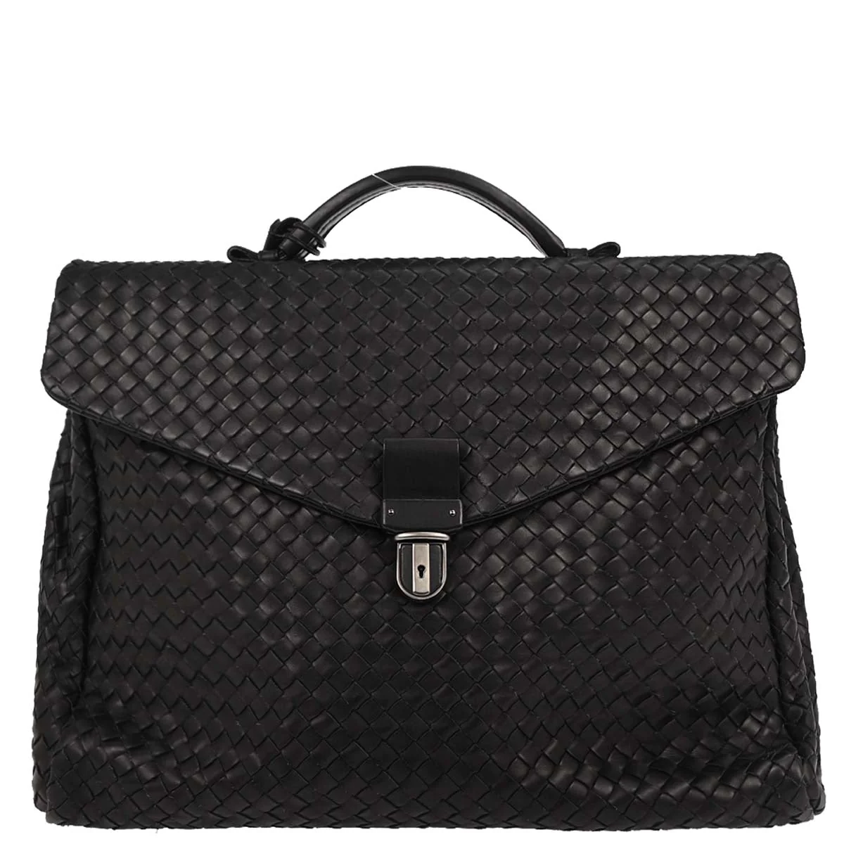 Bottega Veneta Black Intrecciato Business Handbag