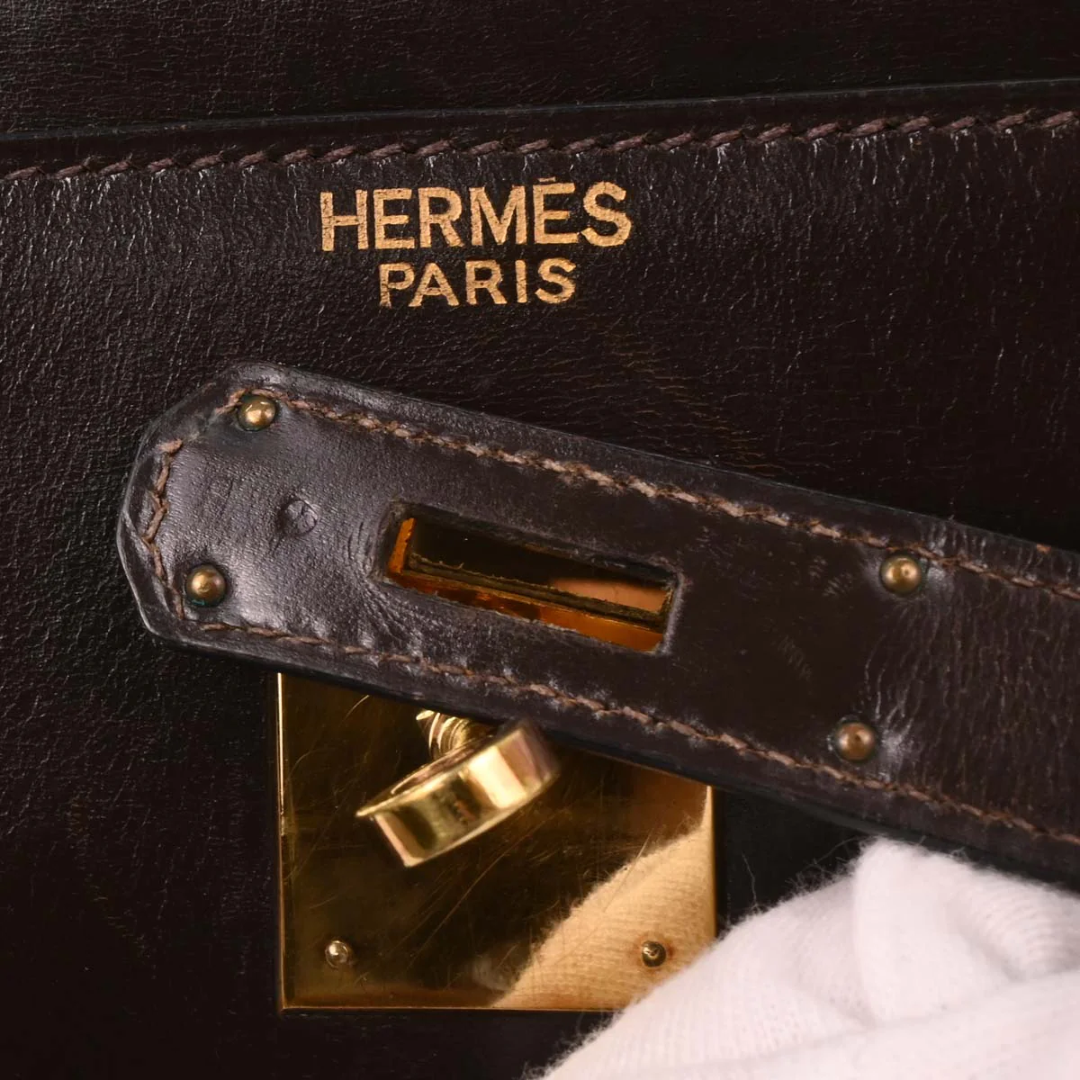 Hermes Cacao Box Calf Kelly 32 Retourne Handbag - Image 10