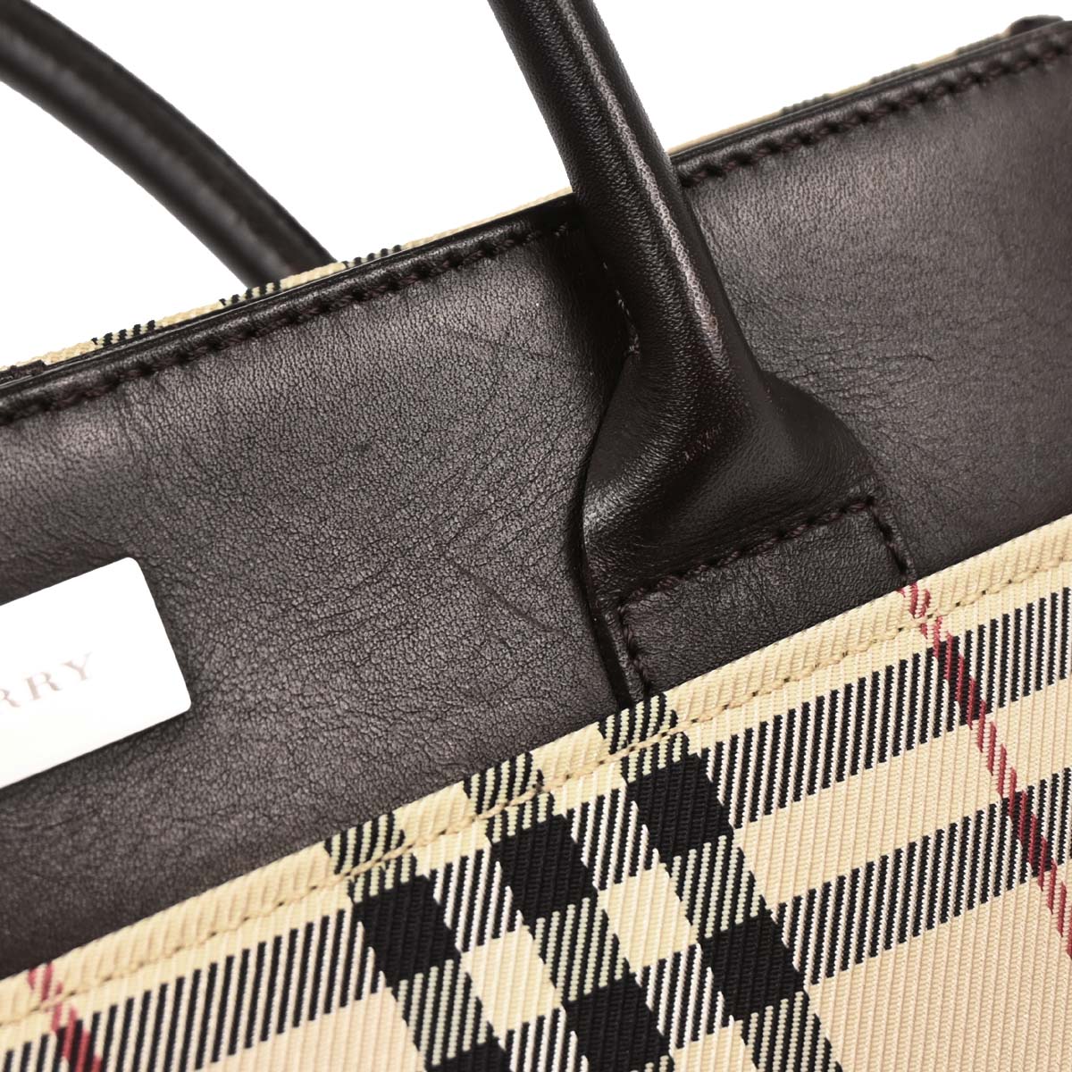 Burberry Beige Burberry Check Handbag - Image 6