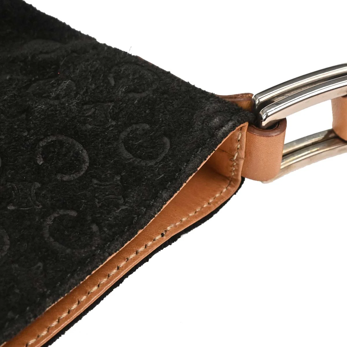 Celine Black Suede Macadam C Handbag - Image 7