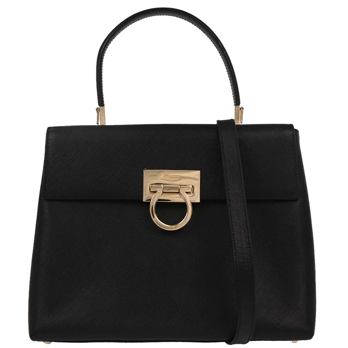 Salvatore Ferragamo Black Gancini 2way Shoulder Handbag