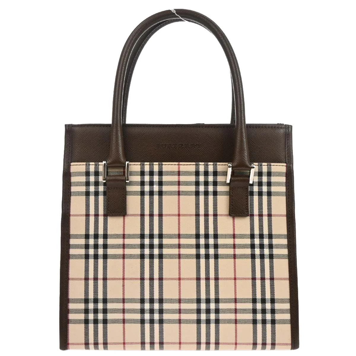 Burberry Beige Brown Burberry Check Tote Handbag