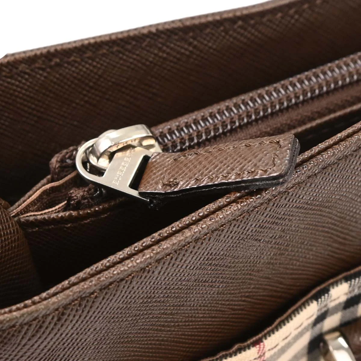 Burberry Beige Brown Burberry Check Tote Bag - Image 8