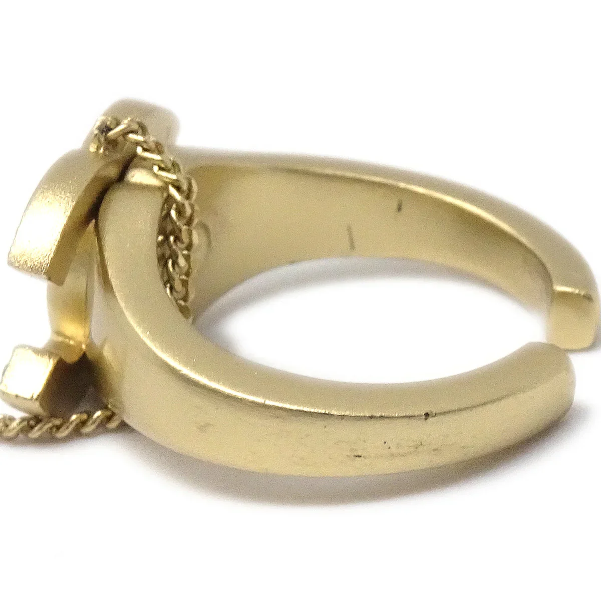 Chanel Bangle Chain Ring Rhinestone #52 Gold 01C - Image 3