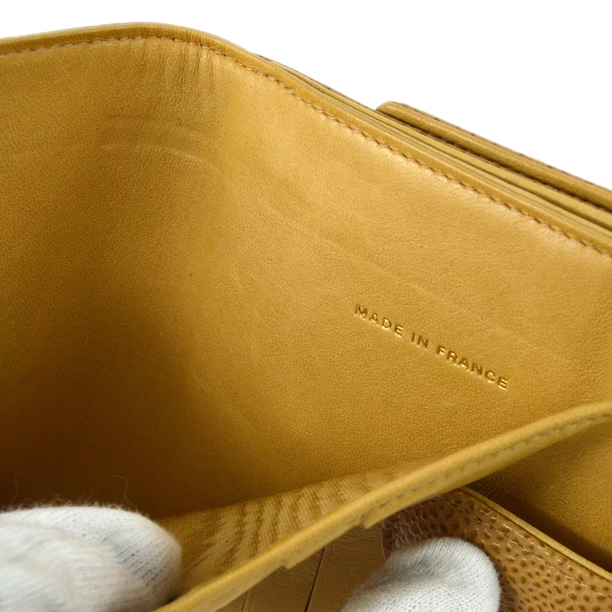 Chanel Bifold Wallet Beige Caviar - Image 6