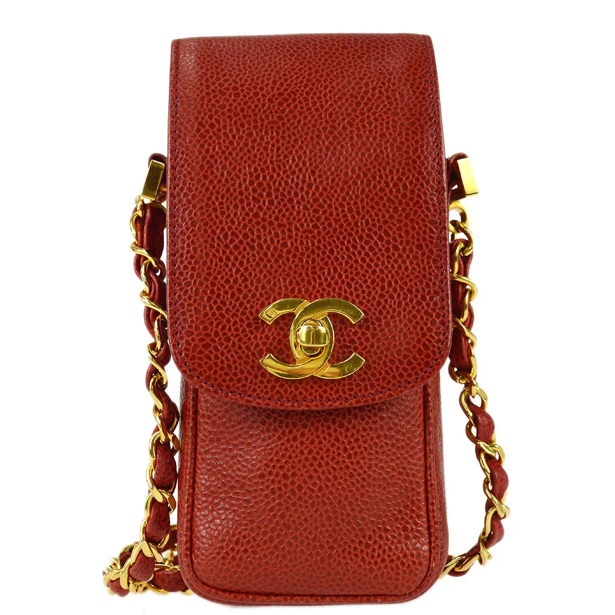 Chanel 1994-1996 Phone Case Red Caviar