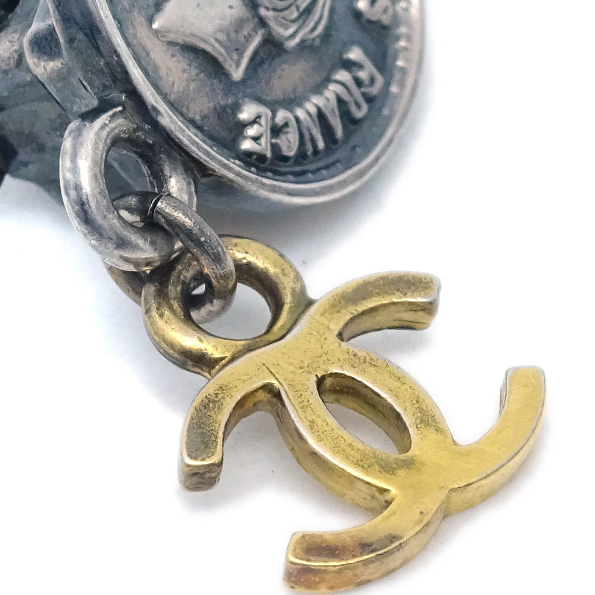 Chanel Silver Dangle Earrings Clip-On 96A - Image 2