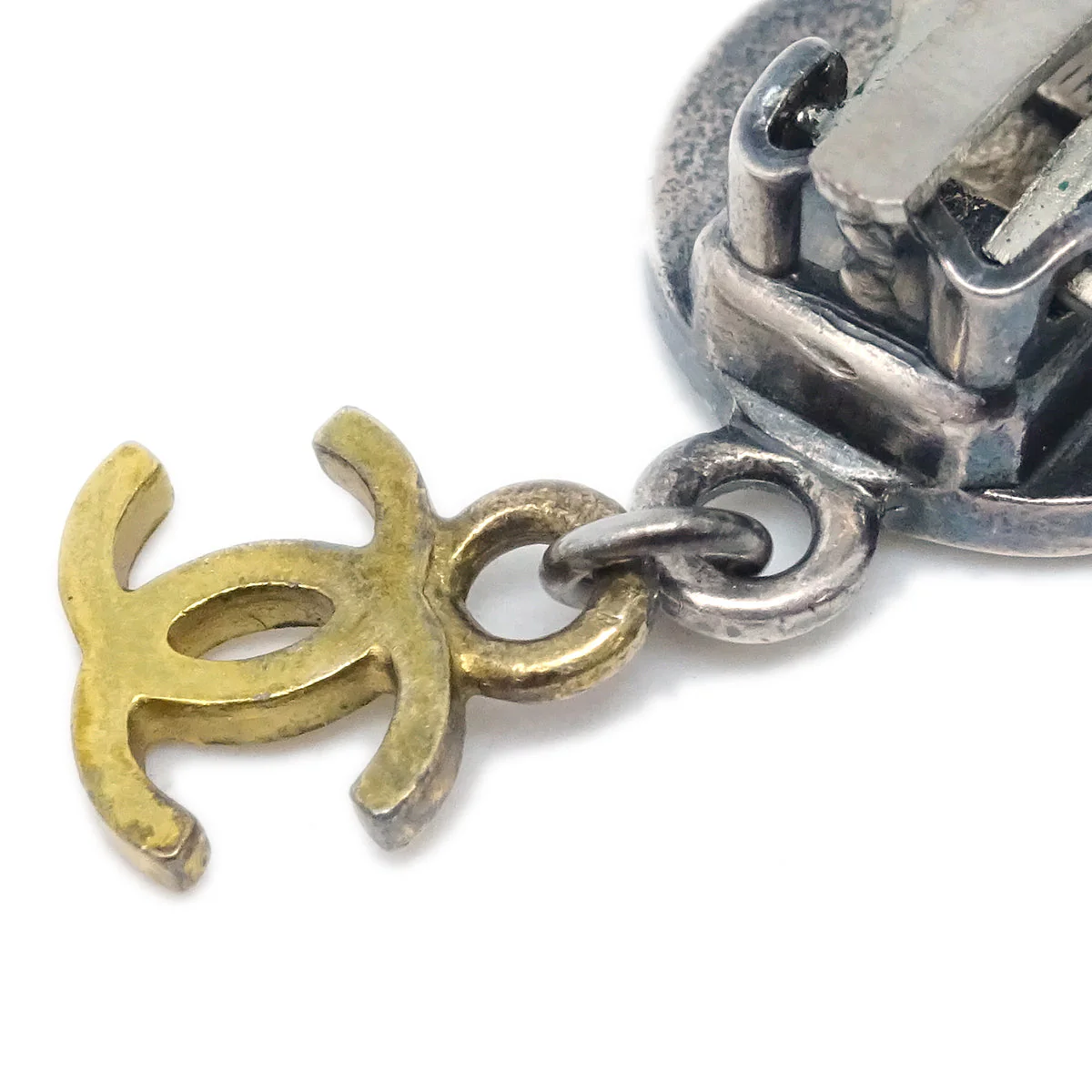Chanel Silver Dangle Earrings Clip-On 96A - Image 3