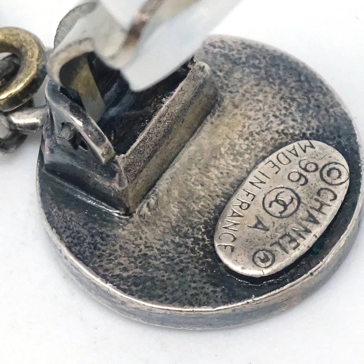 Chanel Silver Dangle Earrings Clip-On 96A - Image 4