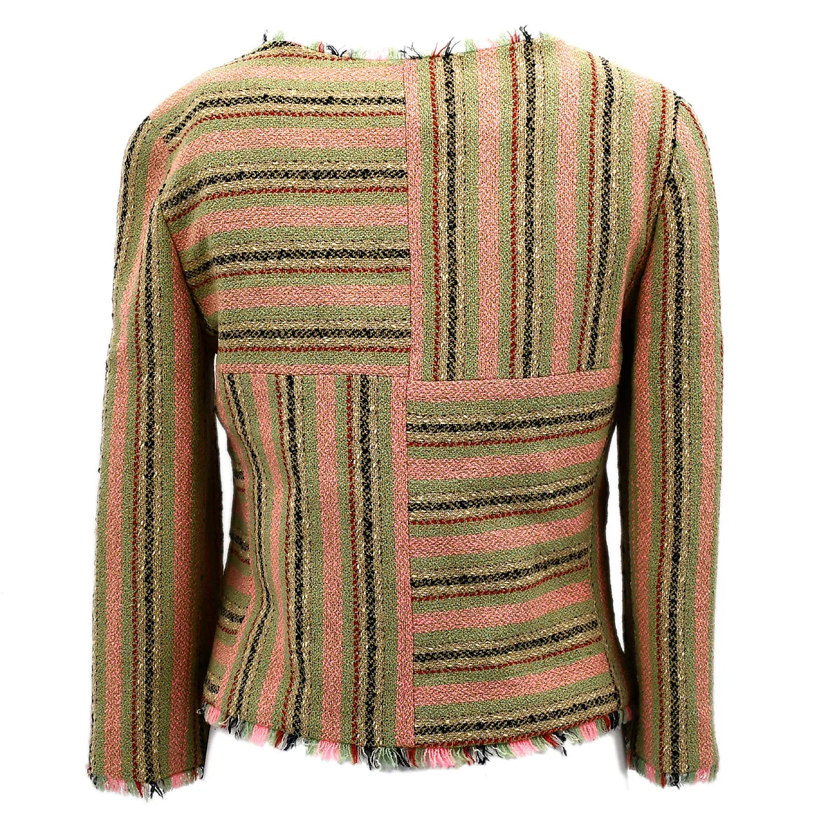 Chanel Collarless Striped Jacket Beige 00C #34 - Image 2