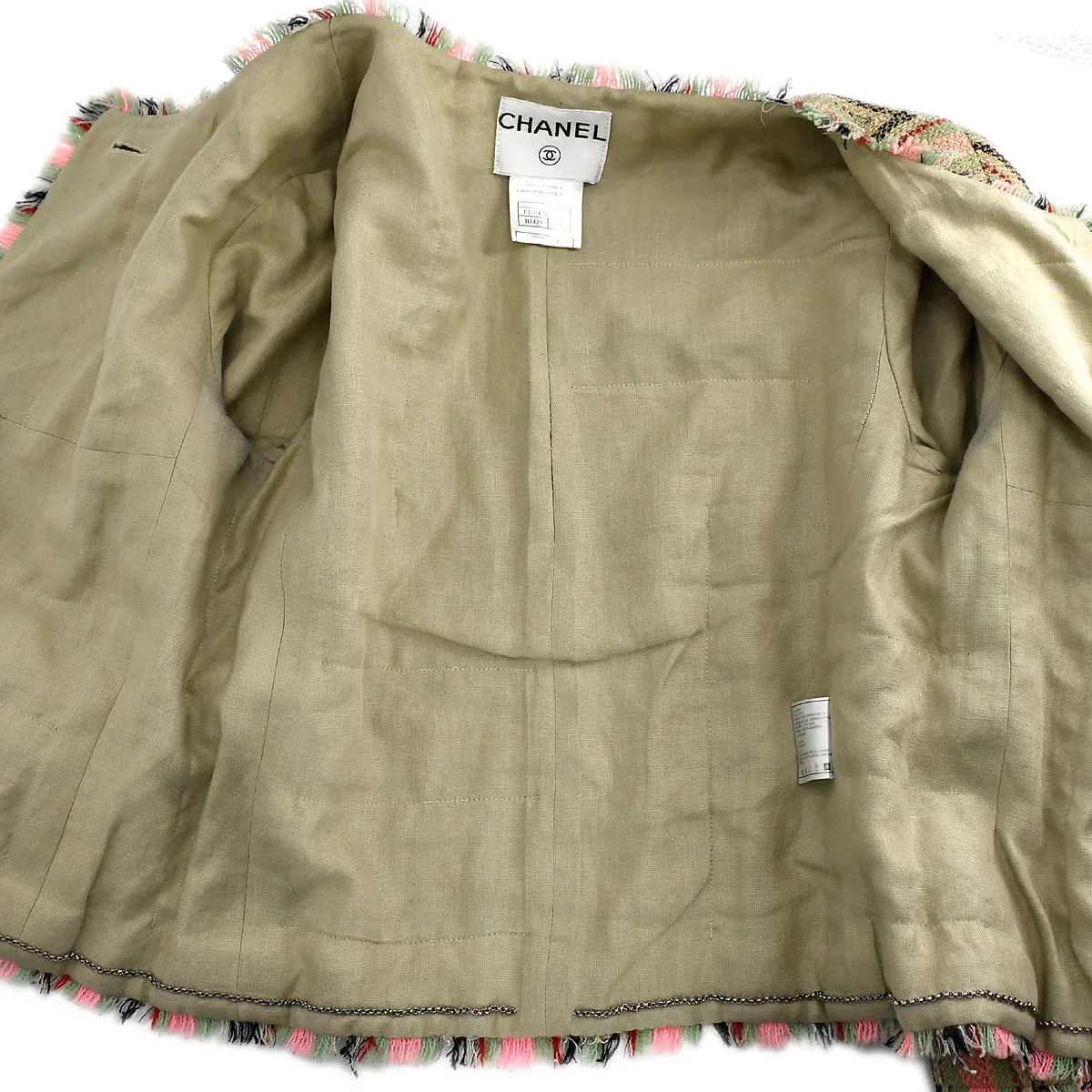 Chanel Collarless Striped Jacket Beige 00C #34 - Image 6