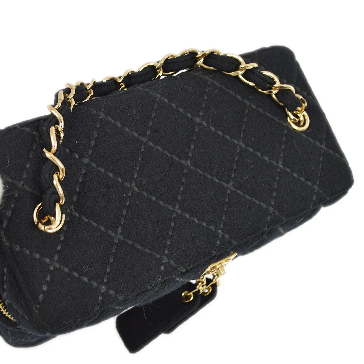 Chanel 2001-2003 Black Wool Wild Stitch Vanity Handbag - Image 5