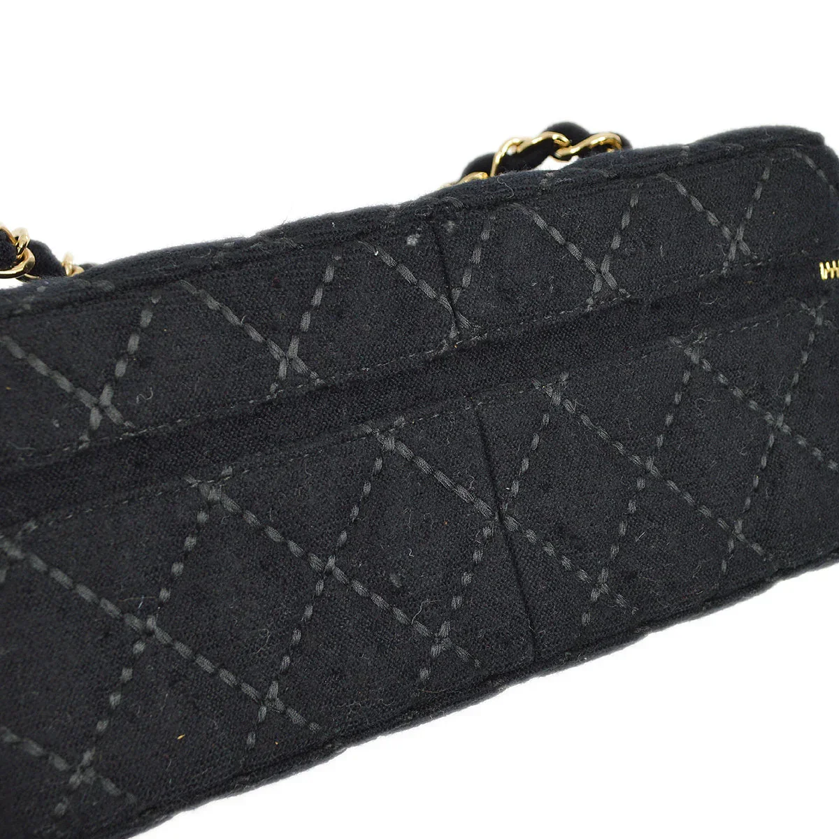 Chanel 2001-2003 Black Wool Wild Stitch Vanity Handbag - Image 6