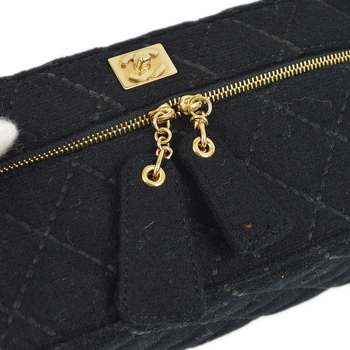 Chanel 2001-2003 Black Wool Wild Stitch Vanity Handbag - Image 7