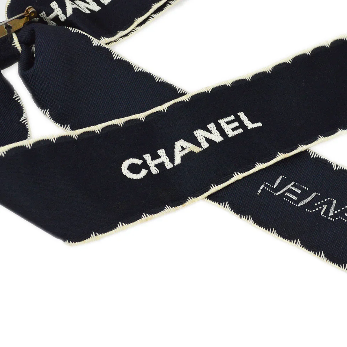 Chanel Bow Brooch Pin Navy - Image 3