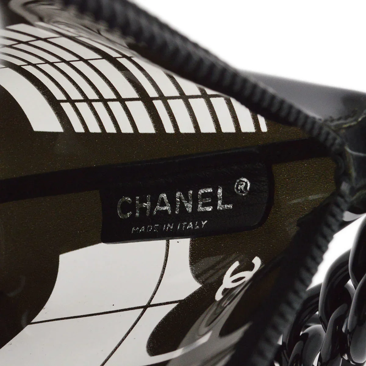Chanel 2003-2004 Black Vinyl Window Chain Shoulder Bag - Image 10