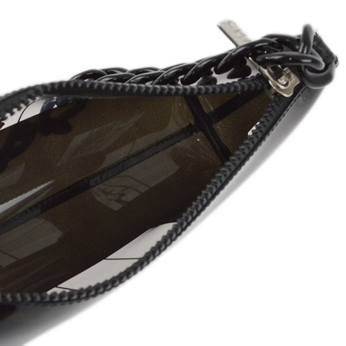 Chanel 2003-2004 Black Vinyl Window Chain Shoulder Bag - Image 8