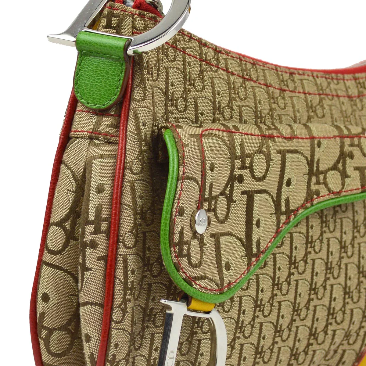 Christian Dior 2004 Rasta-Color Trotter Saddle Shoulder Bag - Image 3