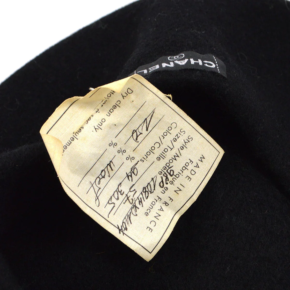 Chanel Oversize Black Hat Beret #57 Small Good - Image 6