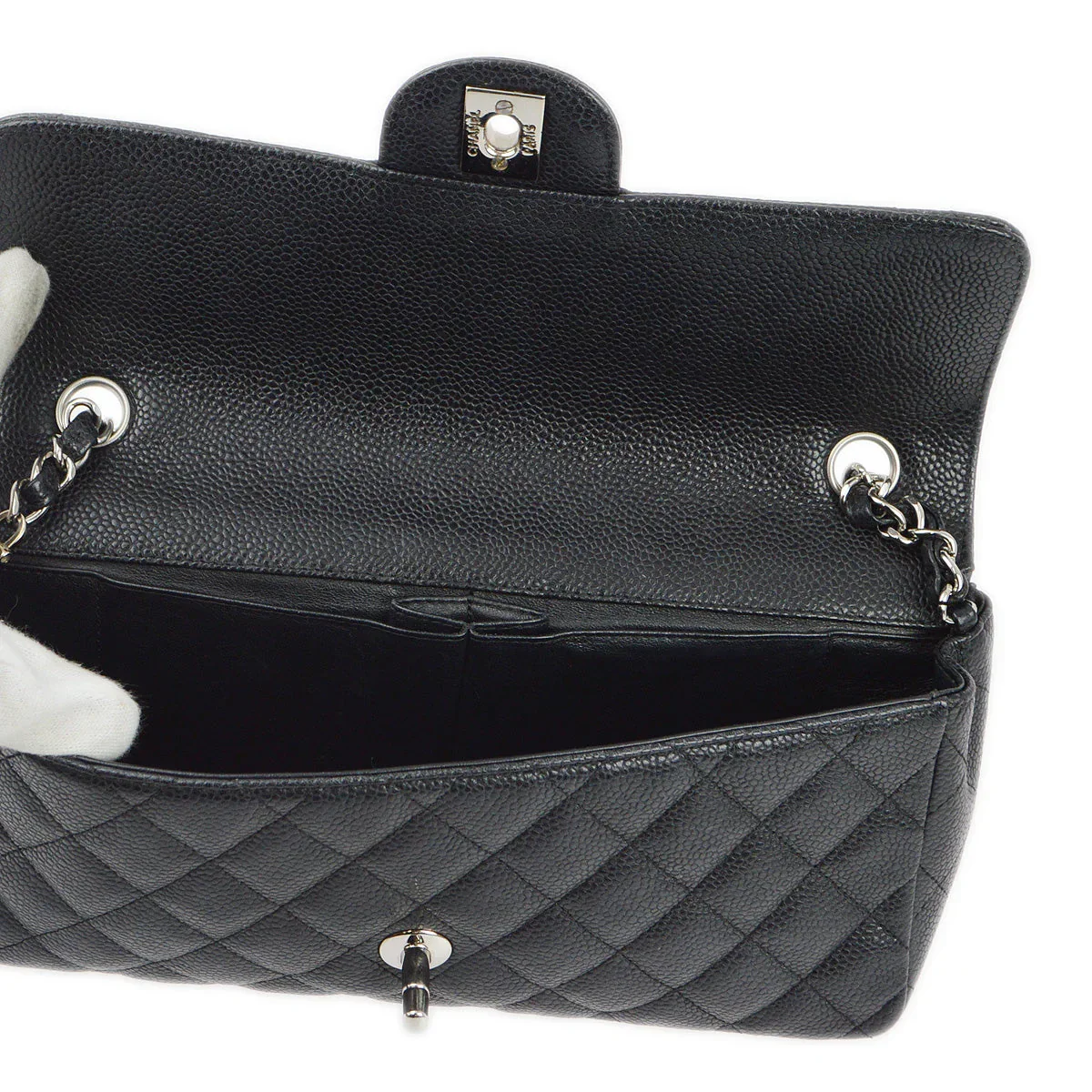 Chanel 2006-2008 Black Caviar East West Shoulder Bag - Image 6